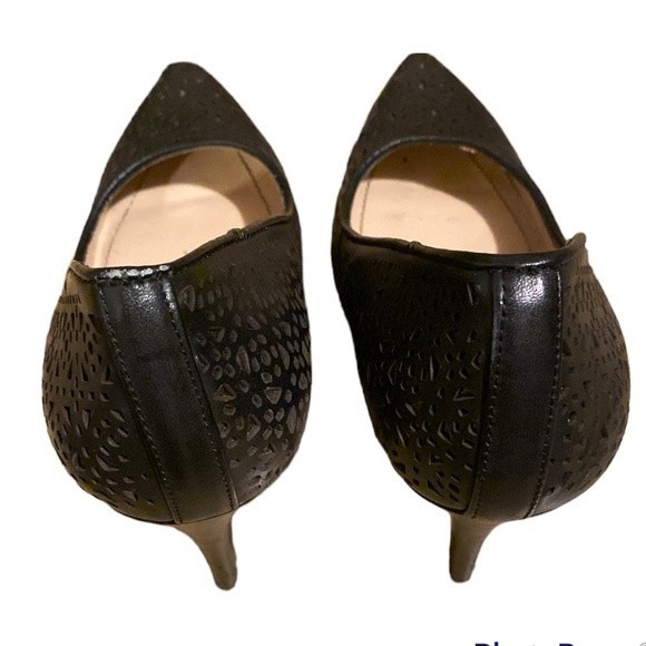 BCBG PARIS Padgett Black Laser Cutout Patent Leather Platform Stiletto Heels 8 - Picture 3 of 8